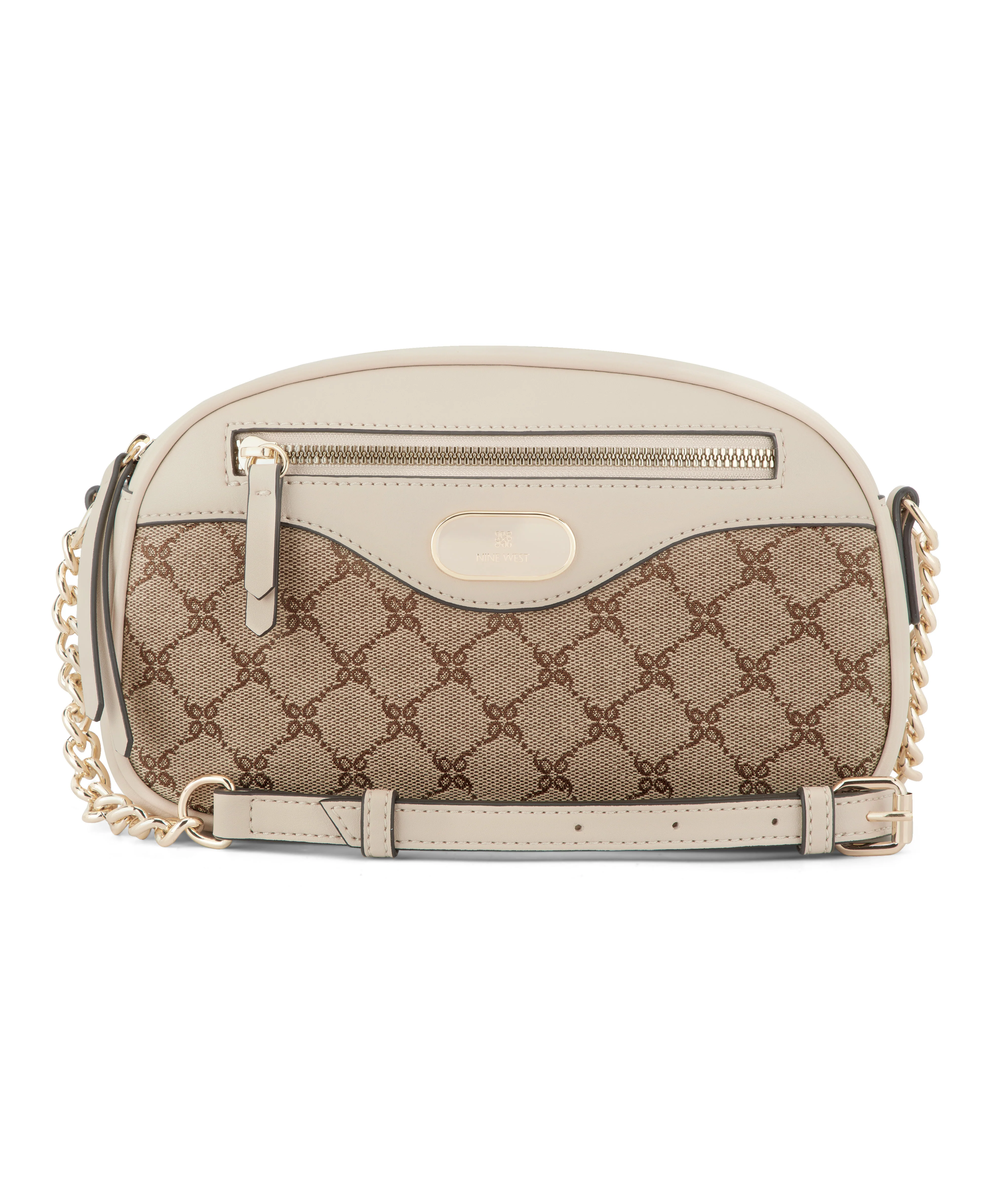 NINE WEST HANDBAGS CALISA CAMERA CROSSBODY MOCHA LOGO/BEIGE