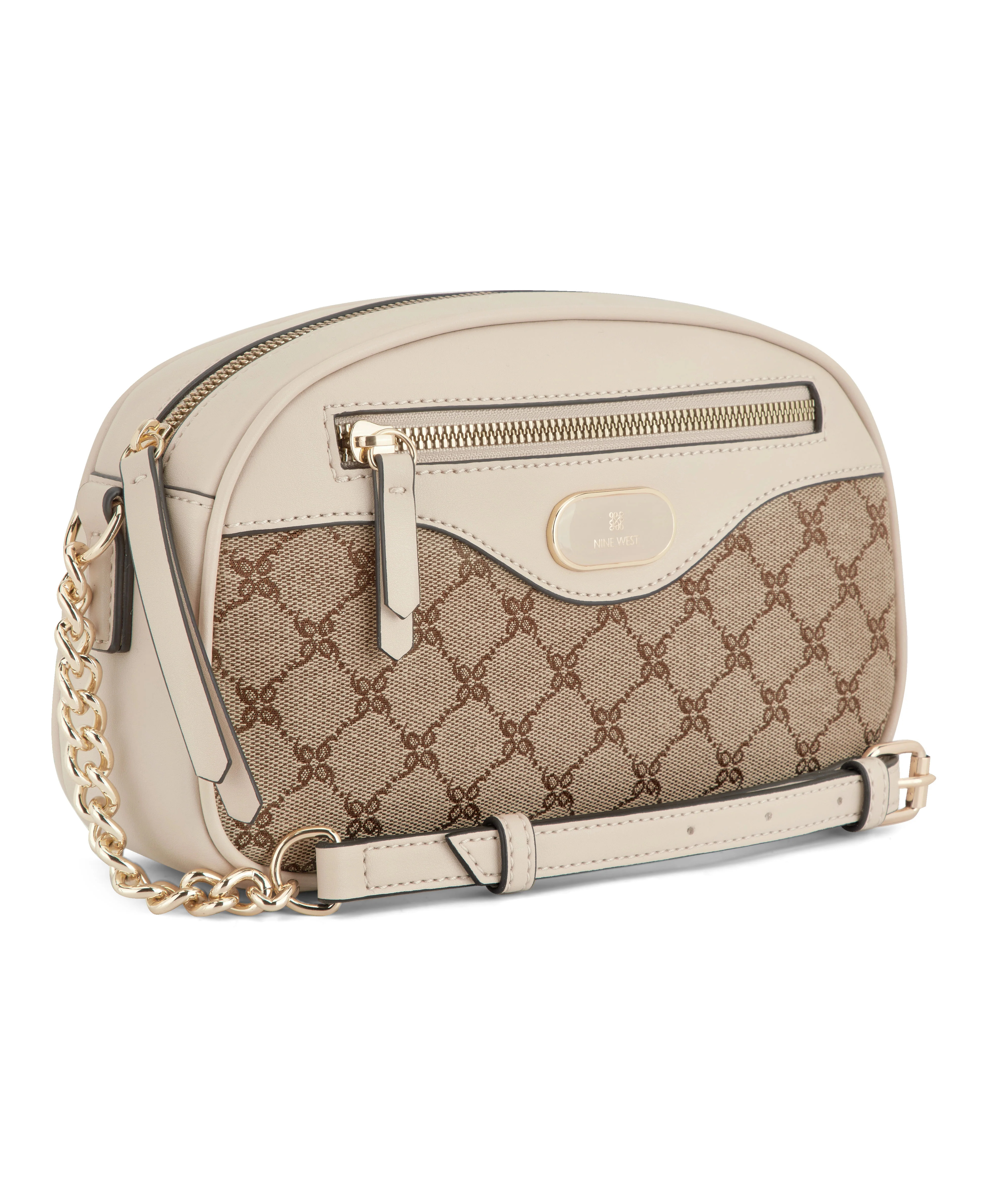 NINE WEST HANDBAGS CALISA CAMERA CROSSBODY MOCHA LOGO/BEIGE - Image 2