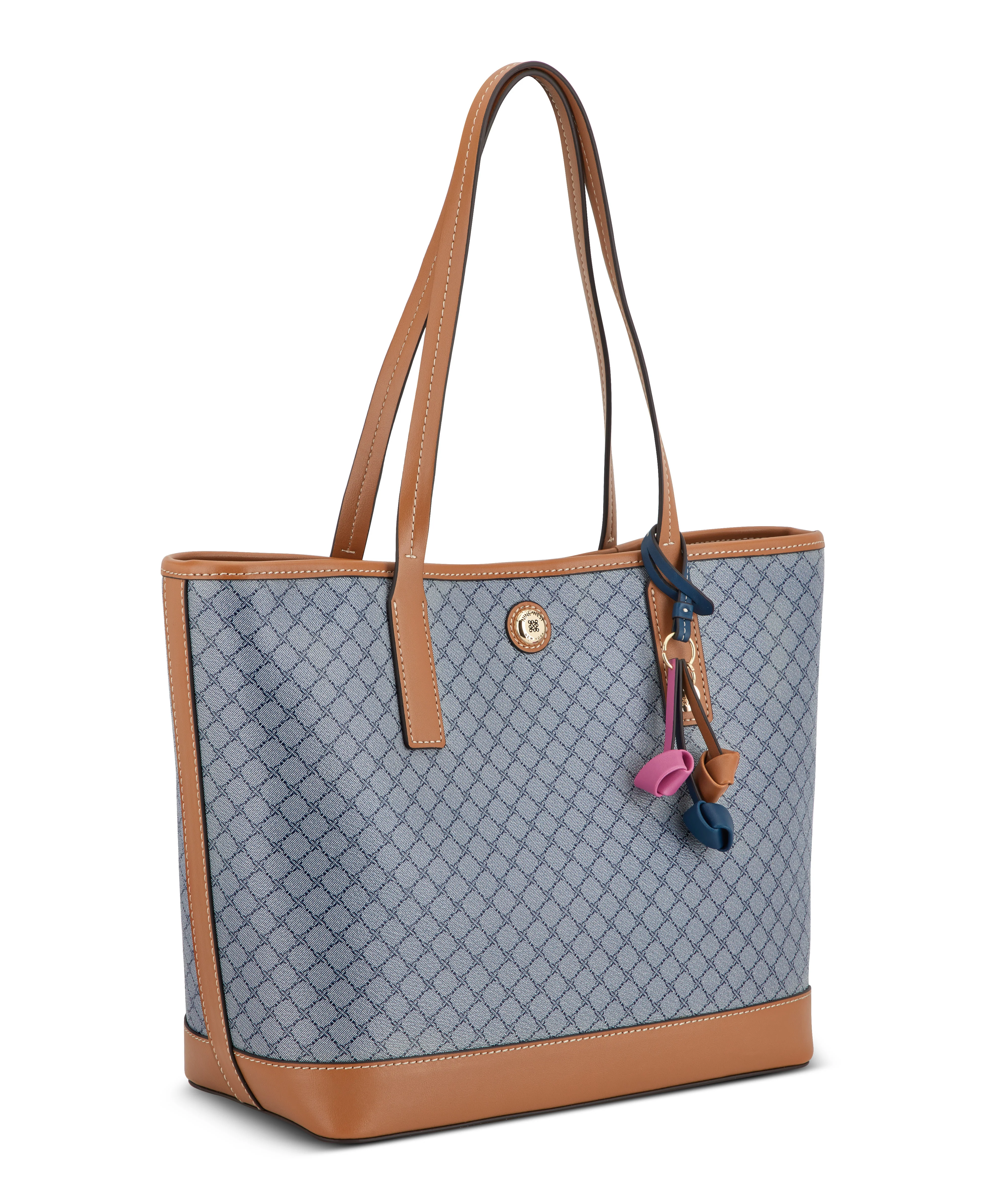NINE WEST HANDBAGS TALLEY 2 IN 1 TOTE CHAMBRAY LOGO/BRANDY - Image 2