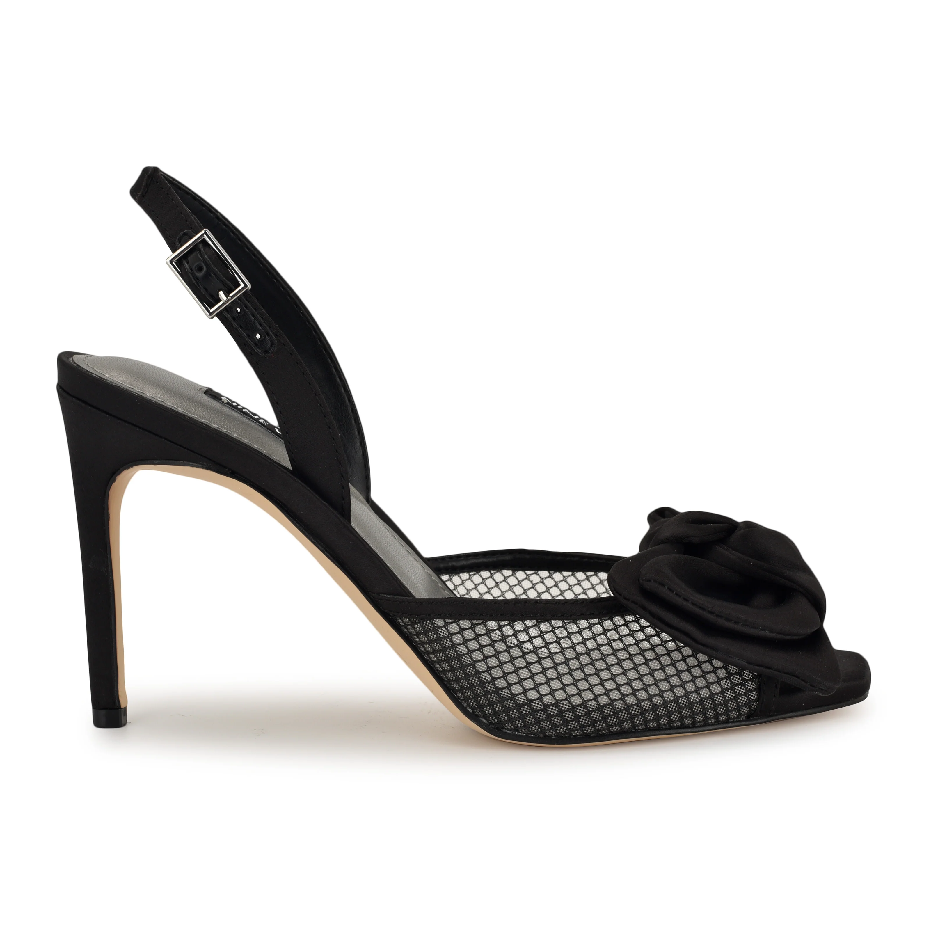 NINE WEST GERGIA2 BLACK/BLACK CLEAR/CRYSTAL SATI