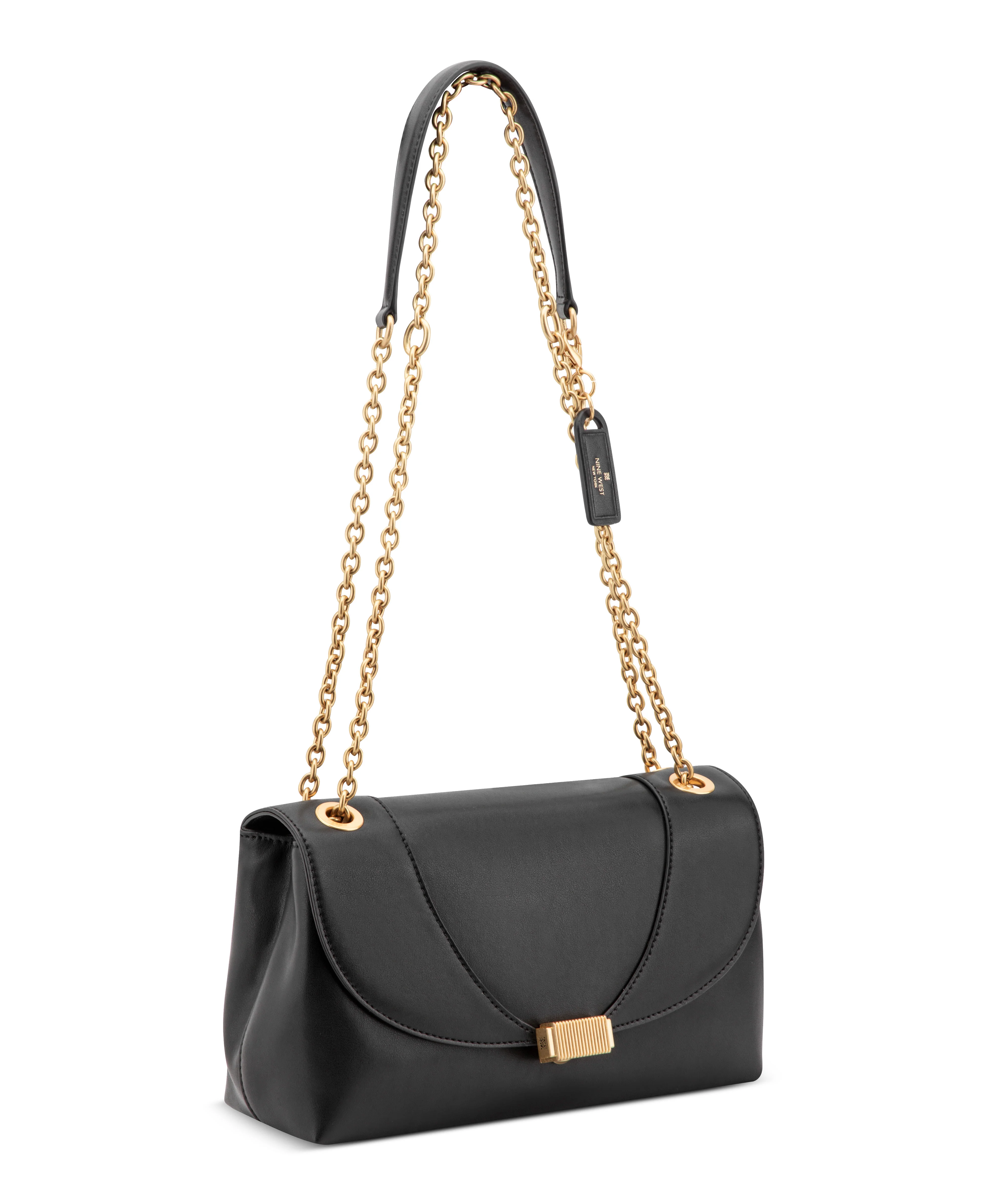 NINE WEST HANDBAGS ARPANA LEATHER CONVERTIBLE XBODY FLAP BLACK - Image 2