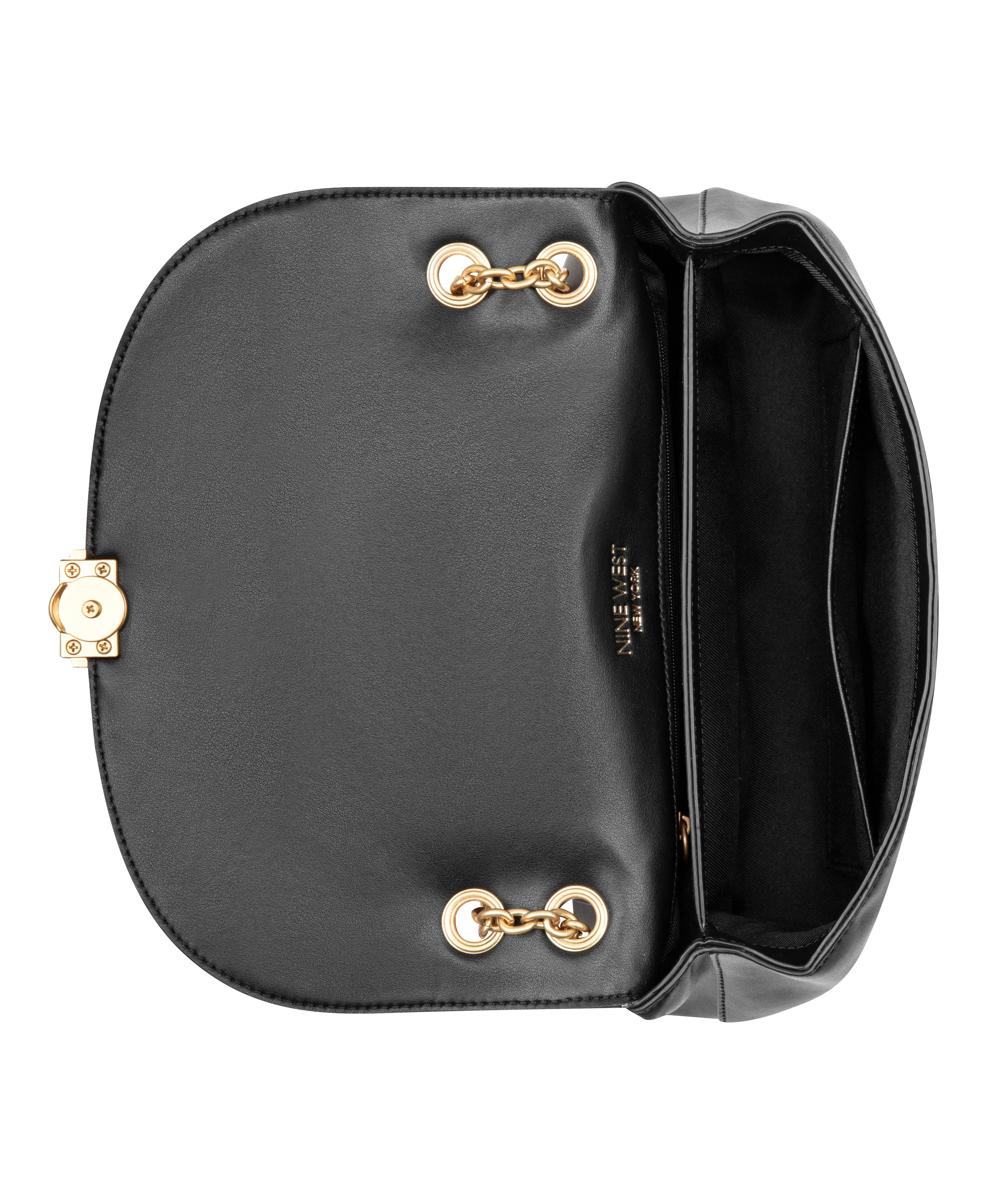NINE WEST HANDBAGS ARPANA LEATHER CONVERTIBLE XBODY FLAP BLACK - Image 4