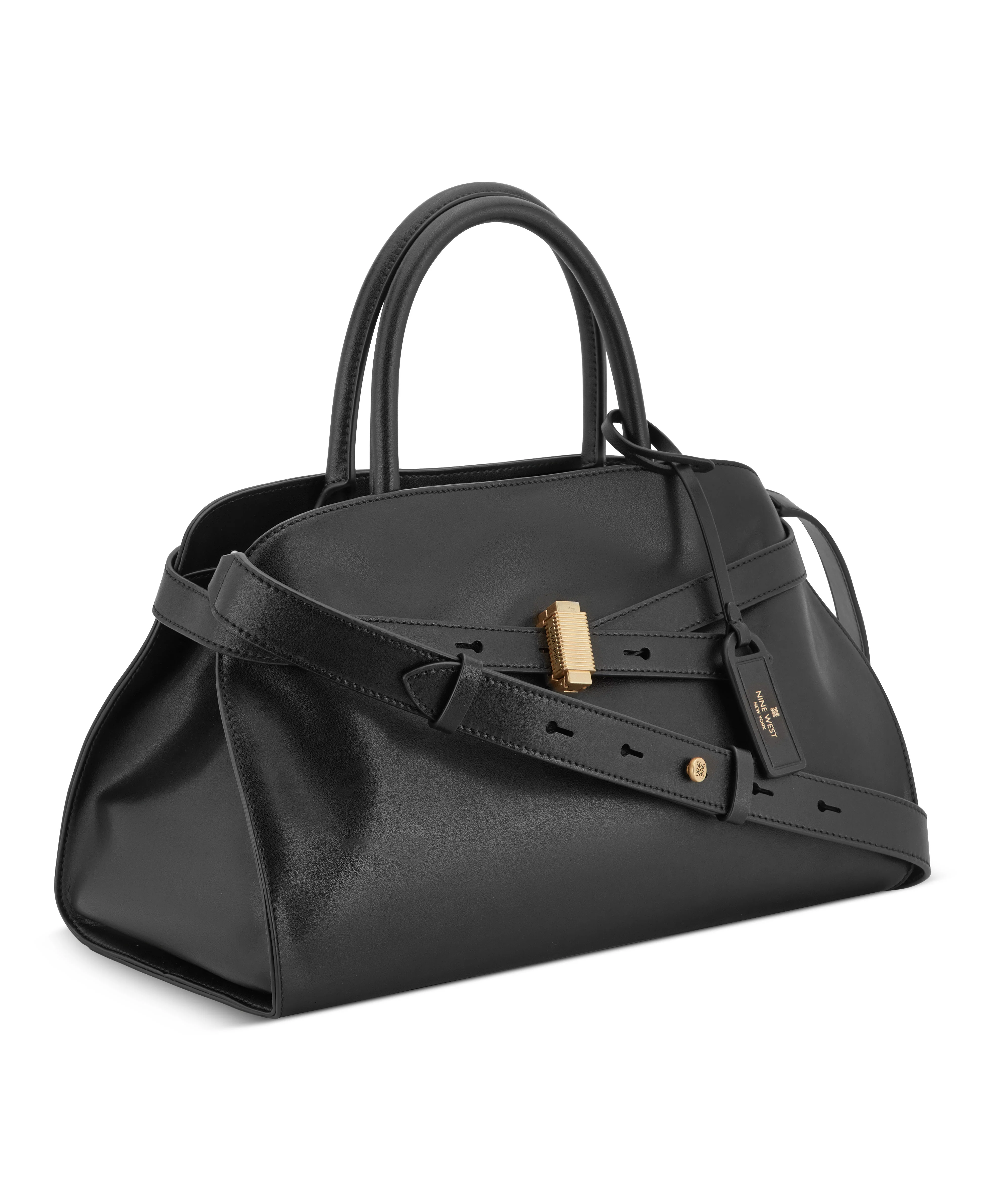 NINE WEST HANDBAGS ARPANA LEATHER SATCHEL BLACK - Image 2