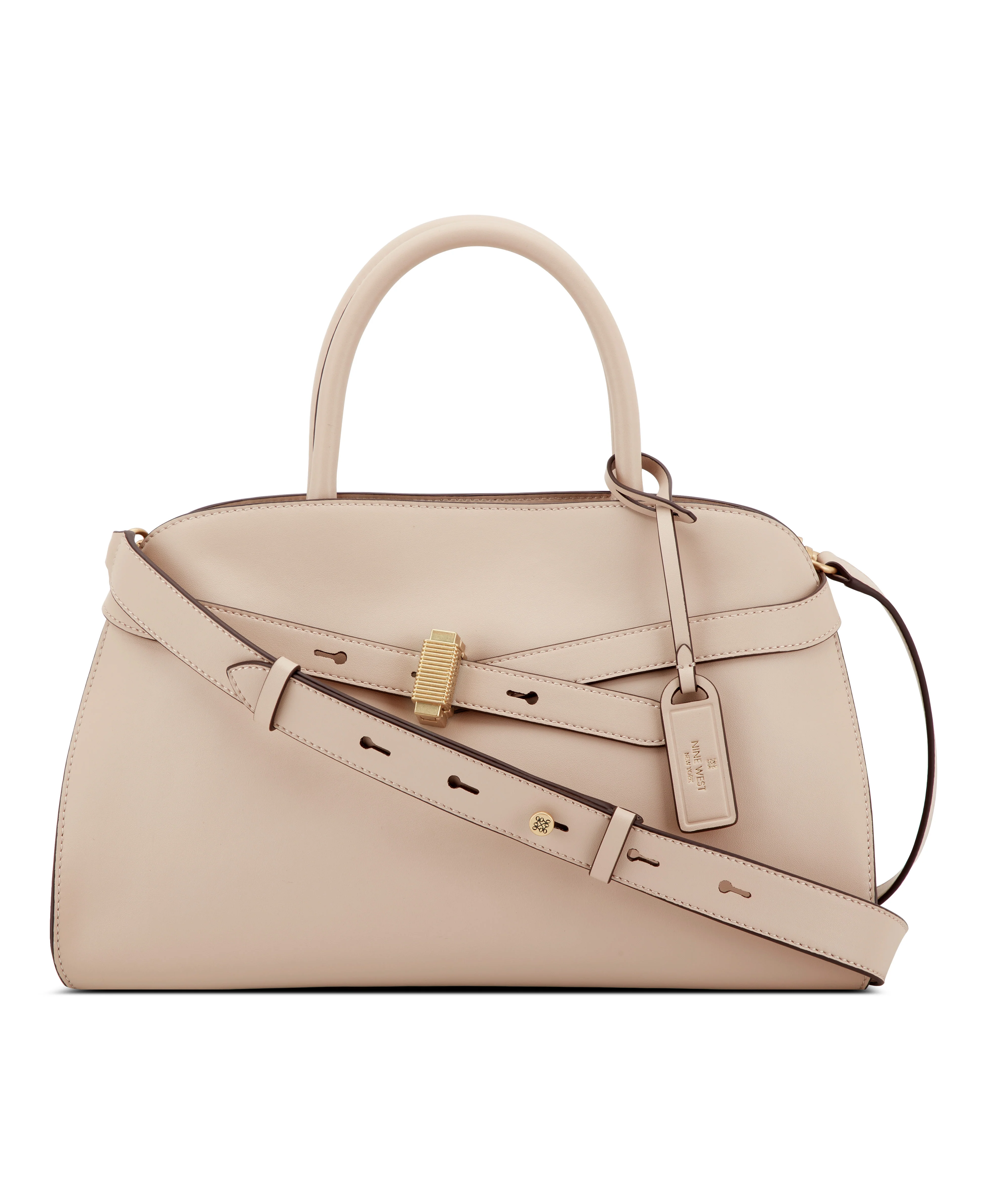NINE WEST HANDBAGS ARPANA LEATHER SATCHEL FAWN
