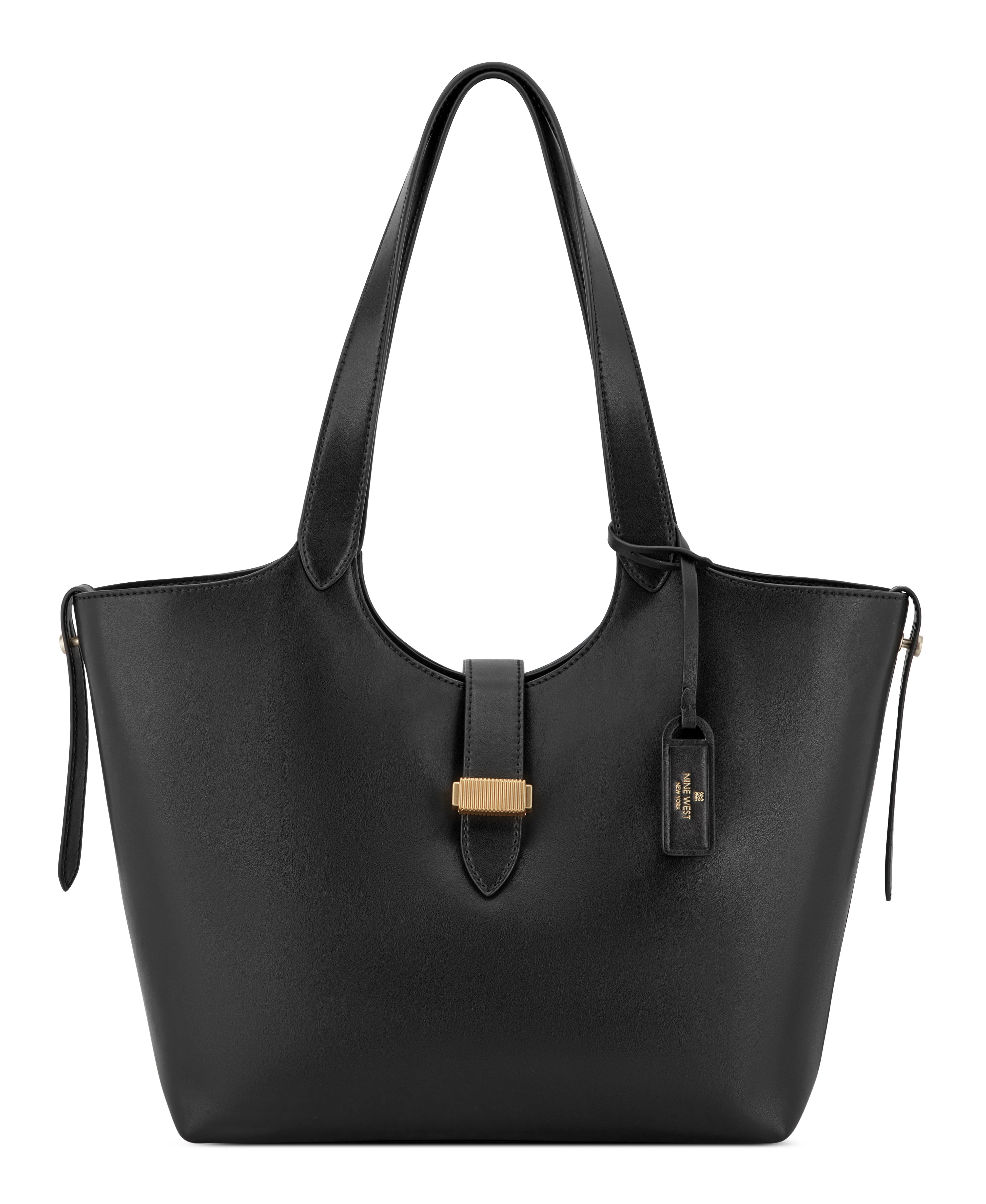 NINE WEST HANDBAGS ARPANA LEATHER TOTE BLACK