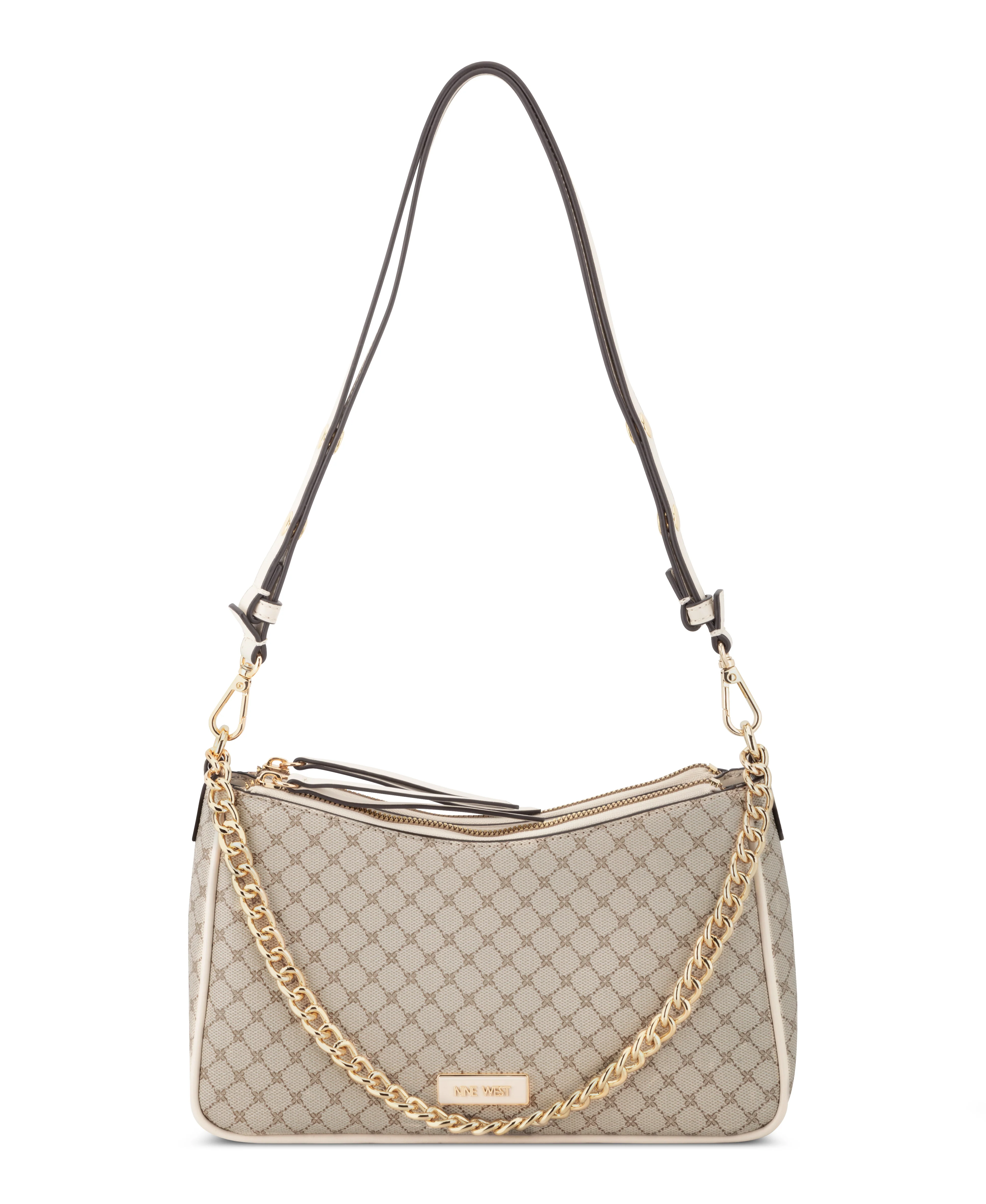 NINE WEST HANDBAGS DENZIELLE CONVERTIBLE SHOULDER MUSHROOM LOGO/MILK