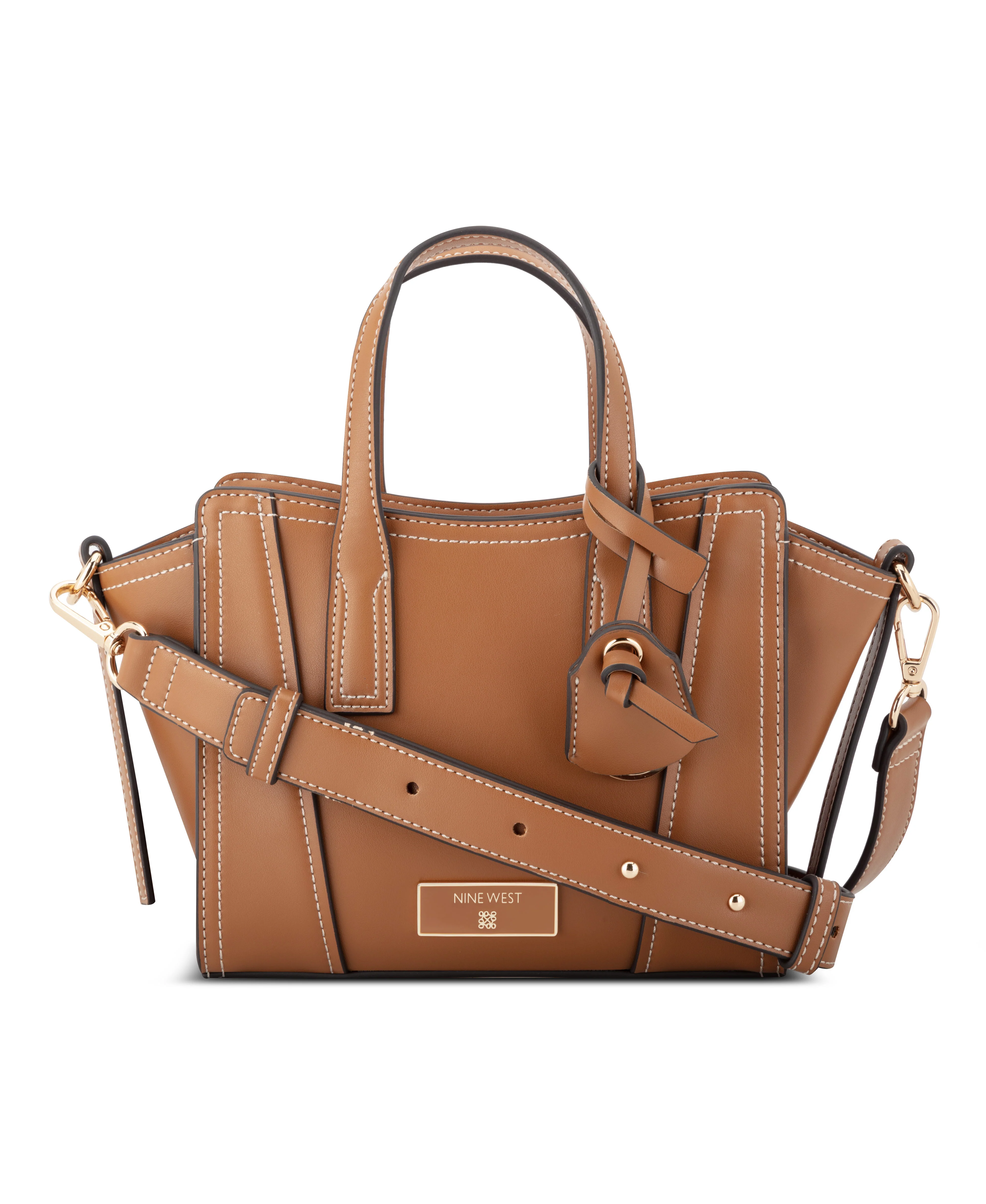 NINE WEST HANDBAGS FLEURA SMALL SATCHEL BRANDY