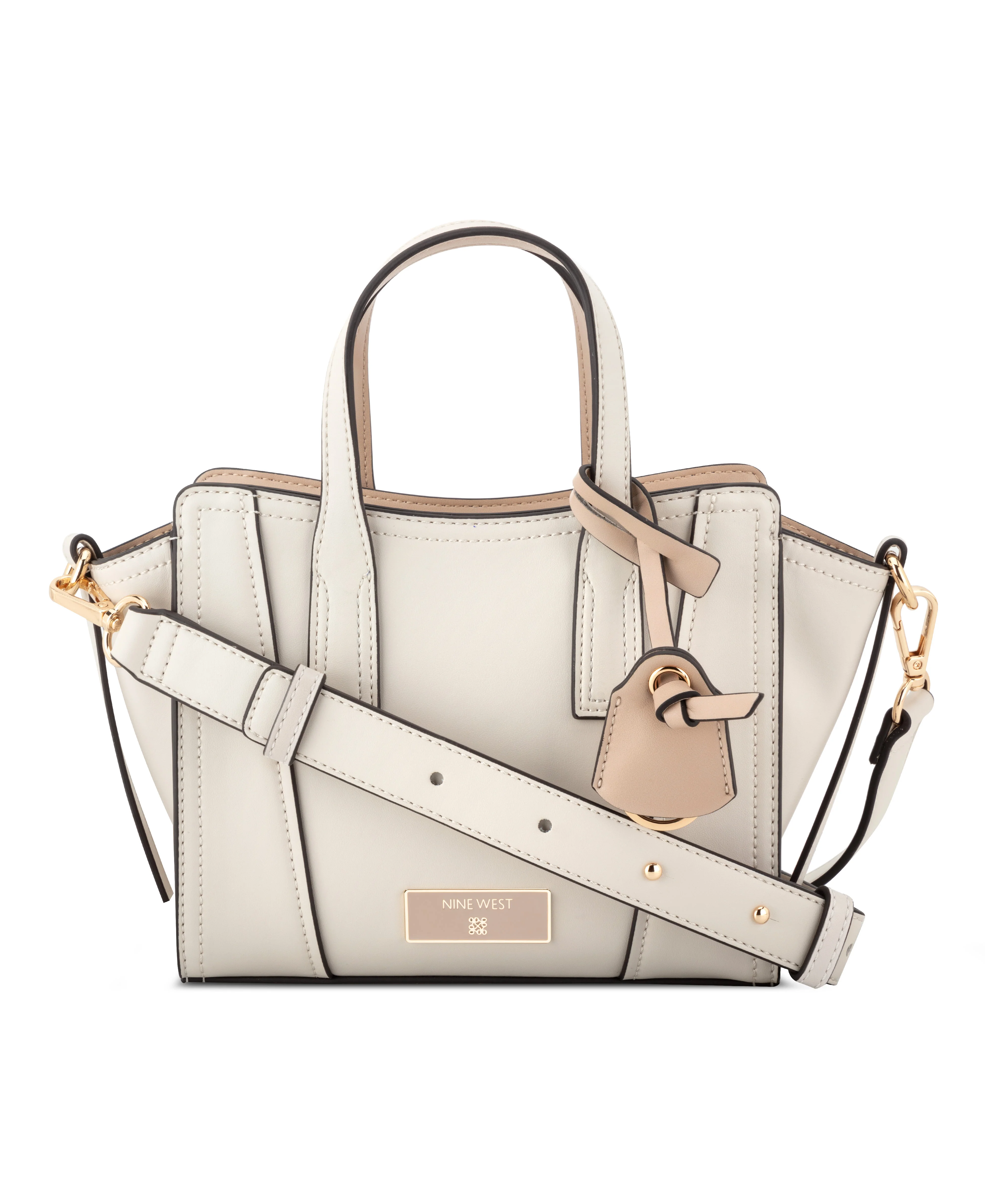 NINE WEST HANDBAGS FLEURA SMALL SATCHEL FAWN/MILK