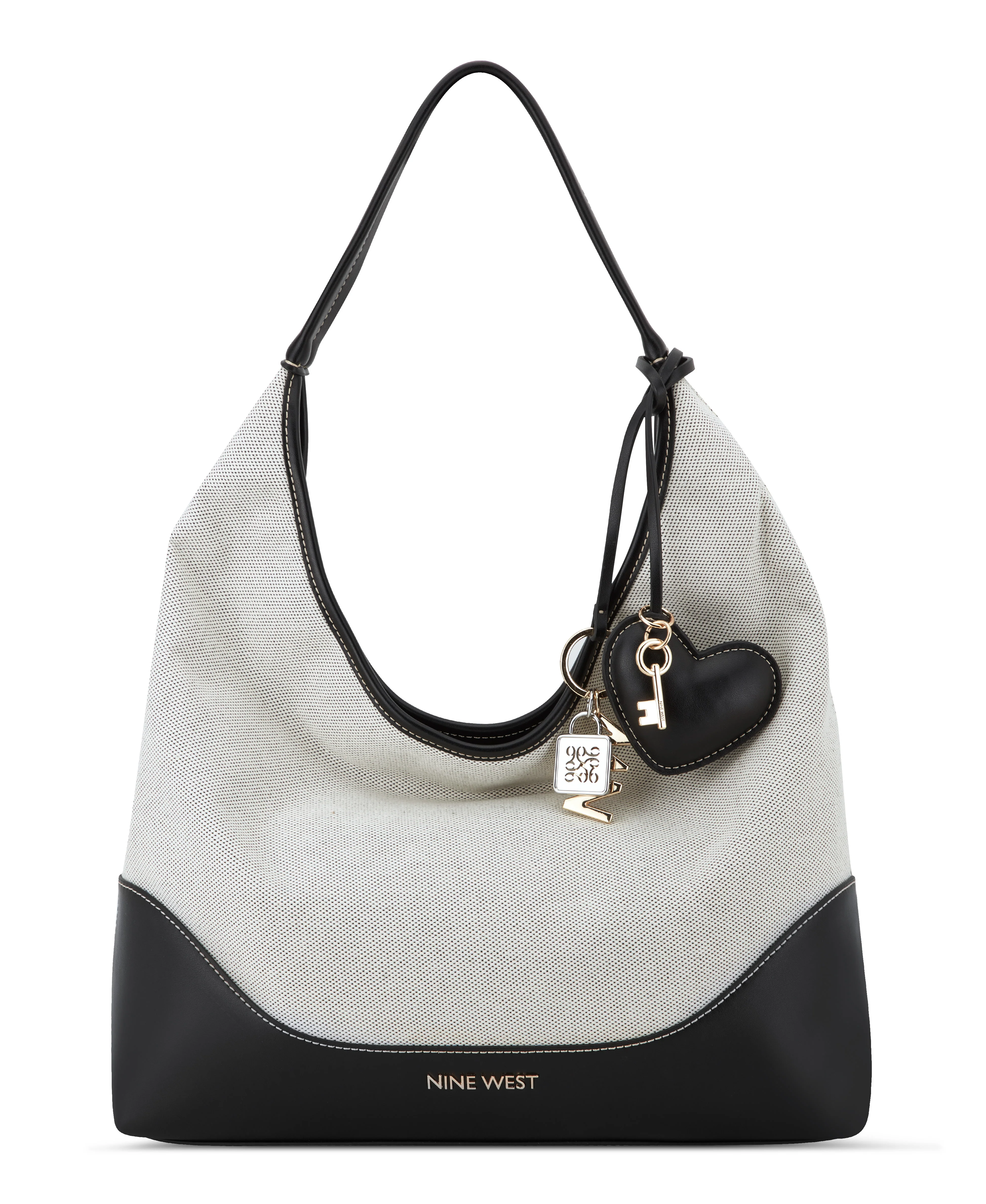 NINE WEST HANDBAGS KEYLEE HOBO NATURAL/BLACK