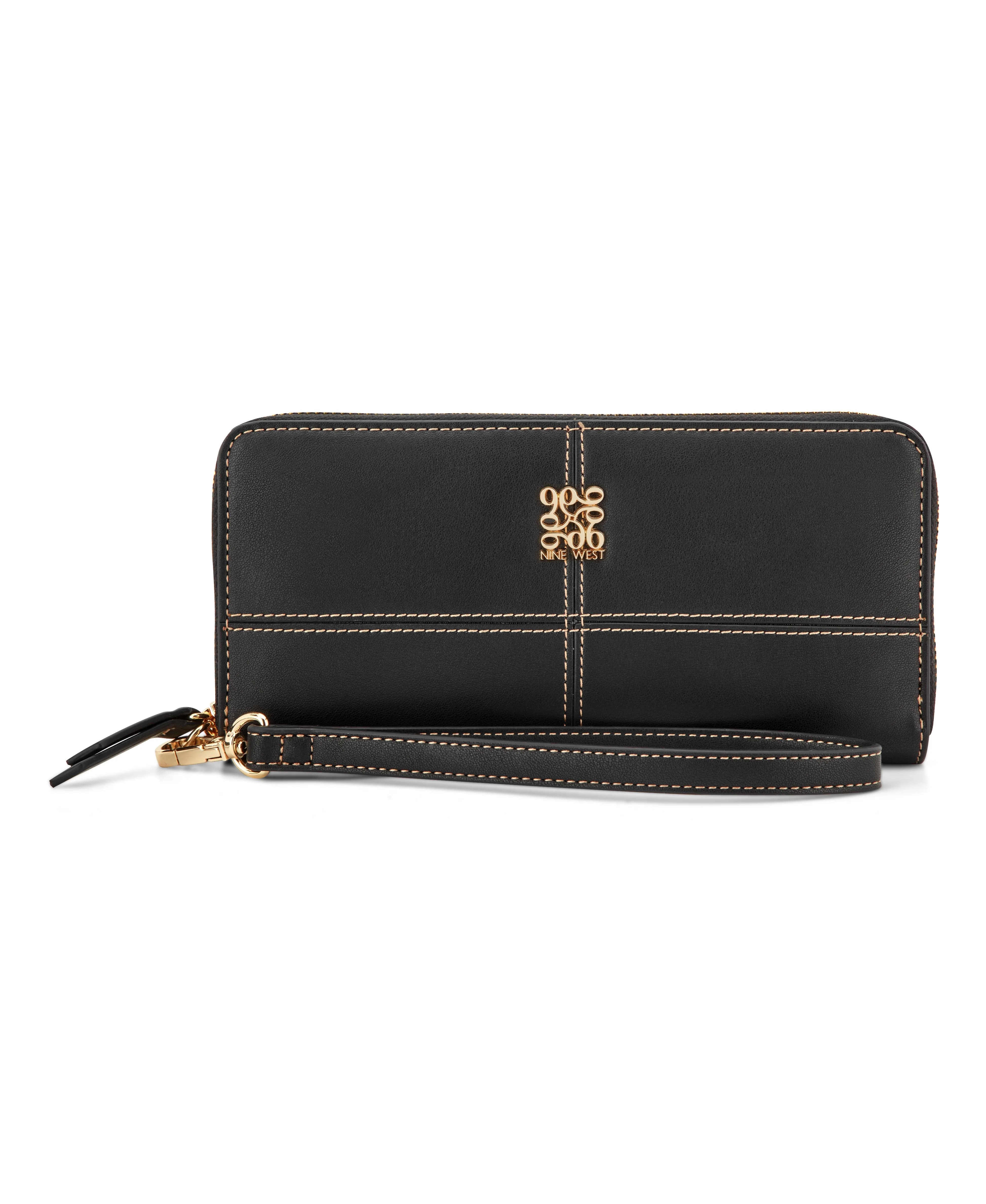 Nine West Handbags PAXTIN SLG ZIP ARND WRLT WLLT BLACK