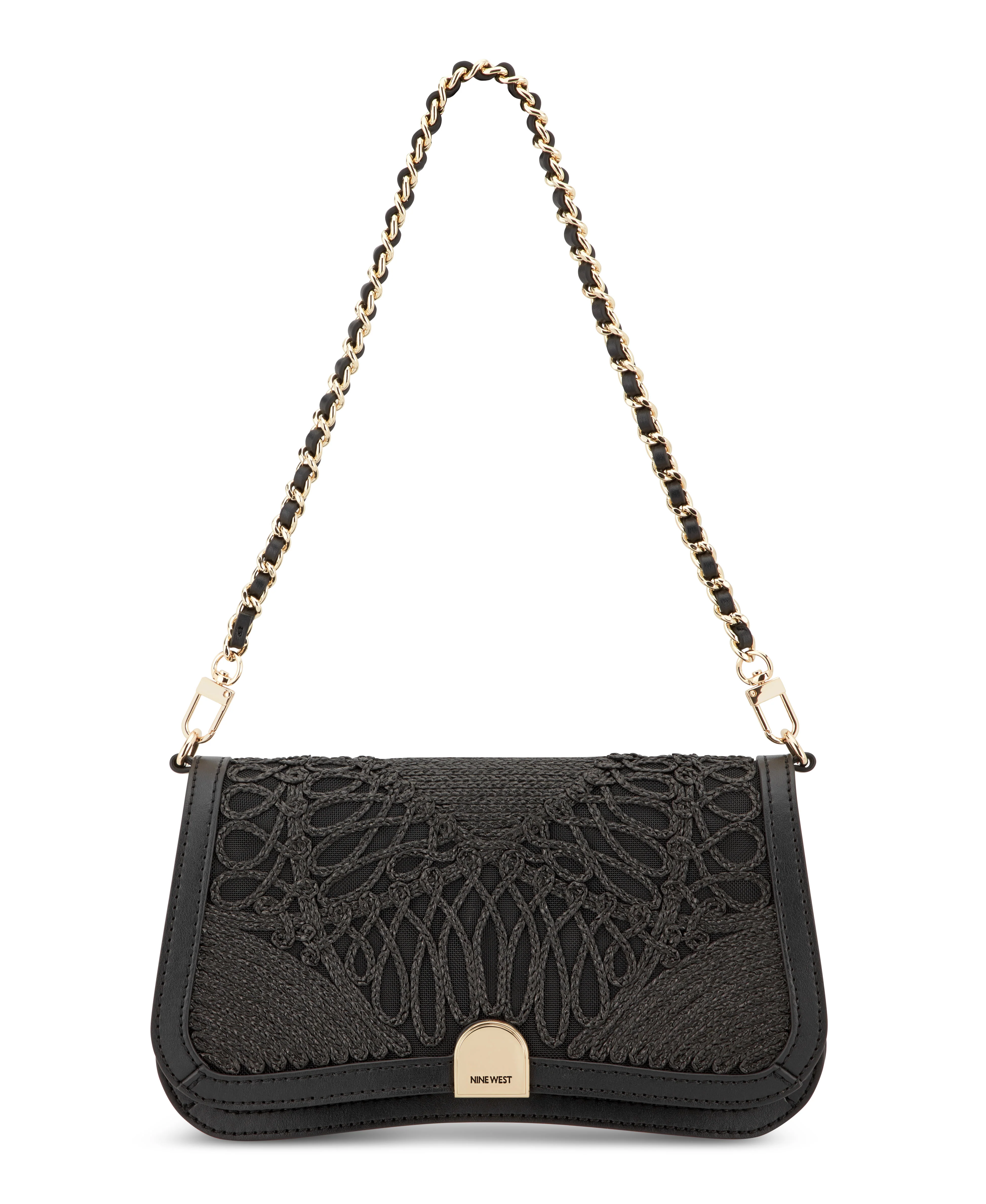 NINE WEST HANDBAGS SOMI FLAP SHOULDER BAG BLACK