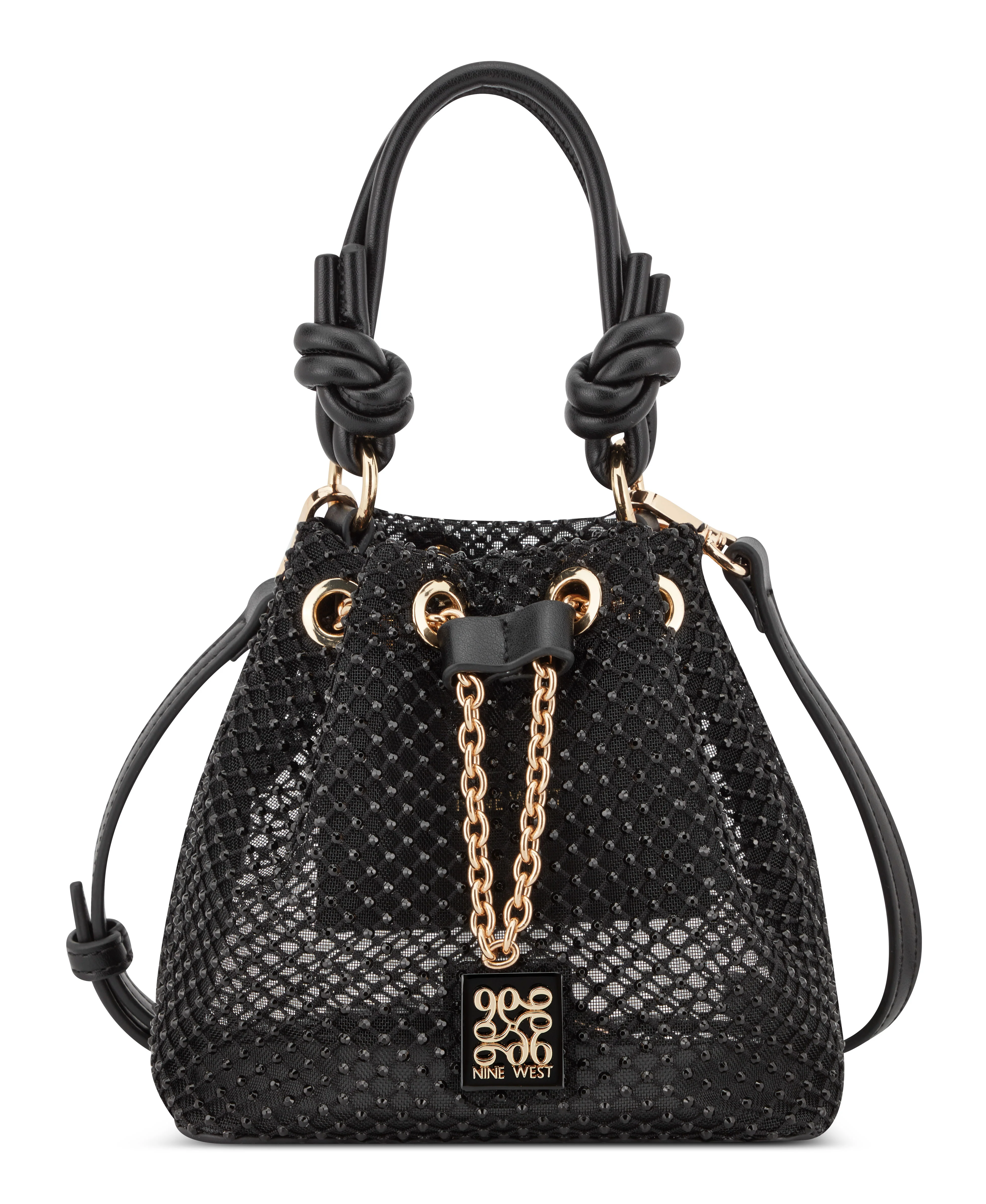 NINE WEST HANDBAGS WRENNA DRAWSTRING BUCKET BLACK
