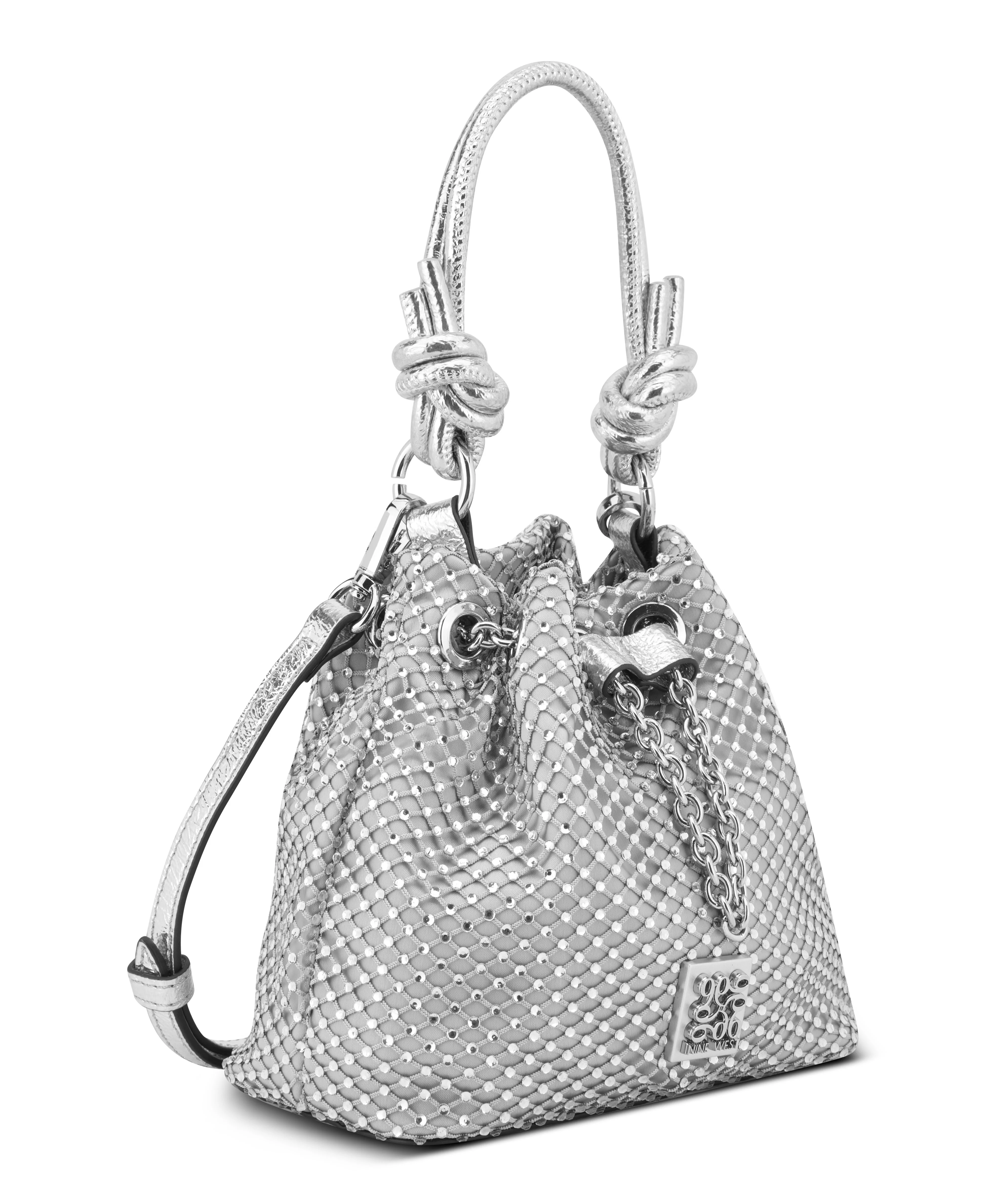 NINE WEST HANDBAGS WRENNA DRAWSTRING BUCKET SILVER - Image 2