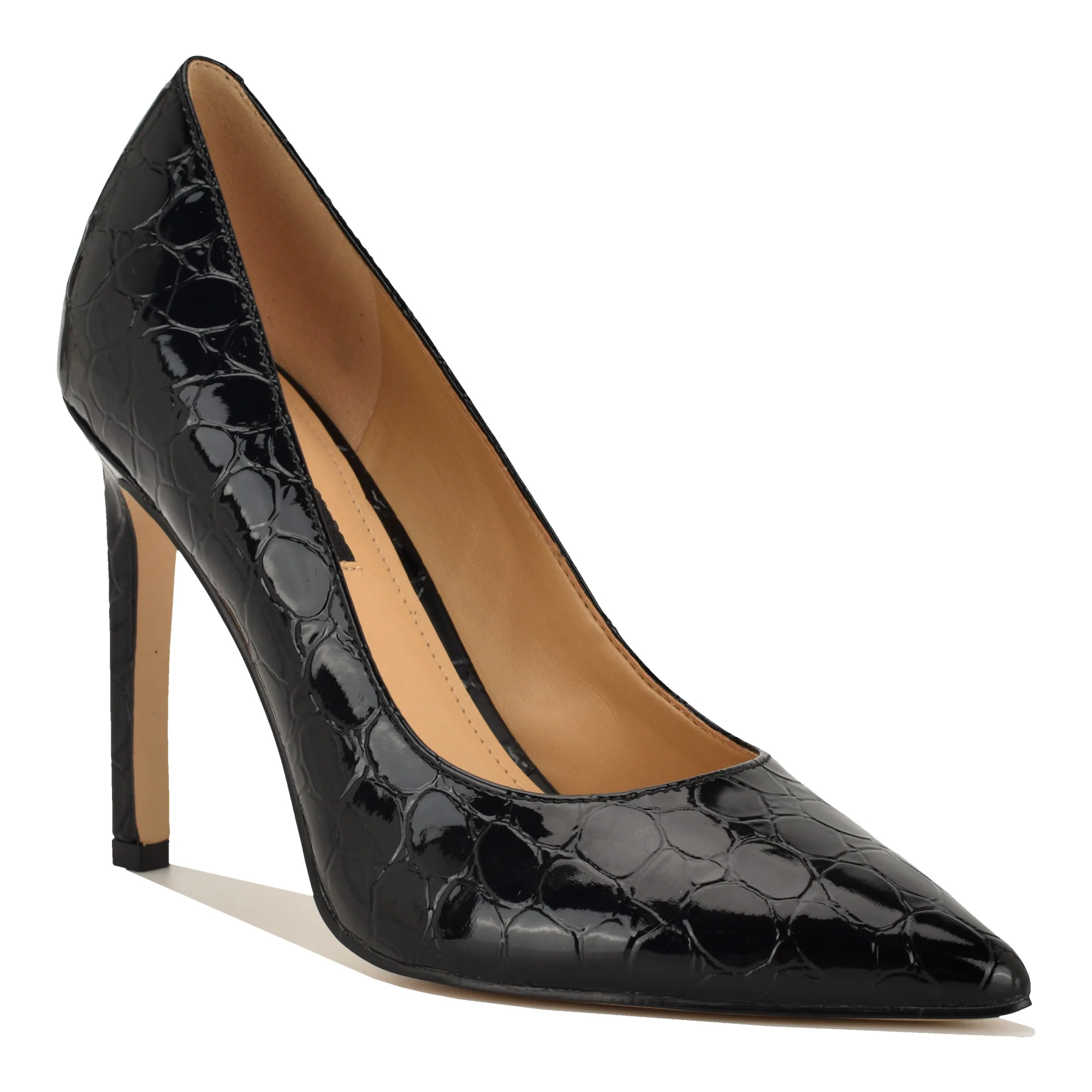 NINE WEST TATIANA3 BLACK/PATENT ROUND CROCO PU - Image 2