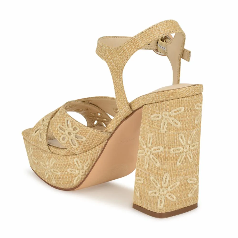 Nine West VALLENA2 LT NATURAL/WOVEN RAFFIA JH23-S - Image 3