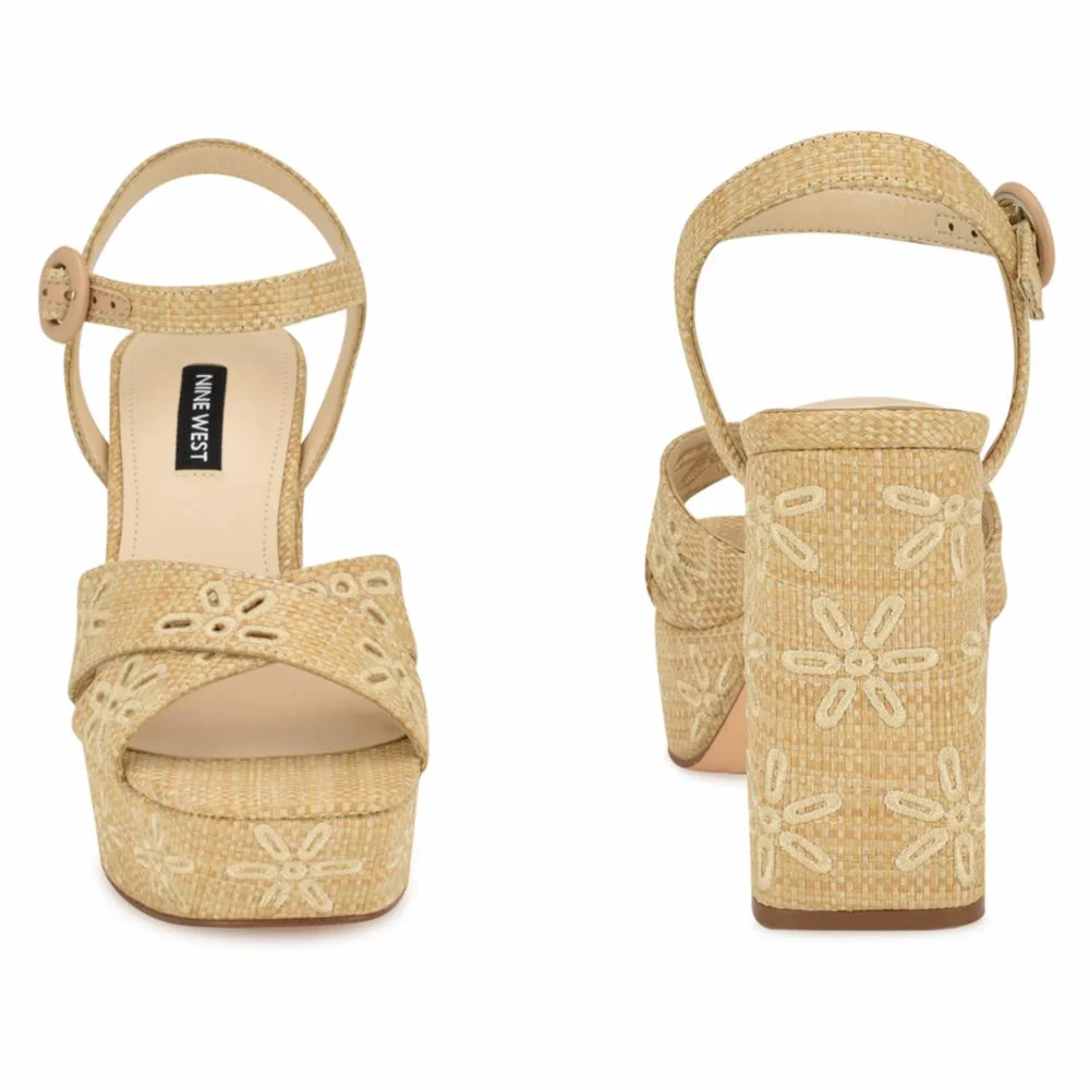 Nine West VALLENA2 LT NATURAL/WOVEN RAFFIA JH23-S - Image 4